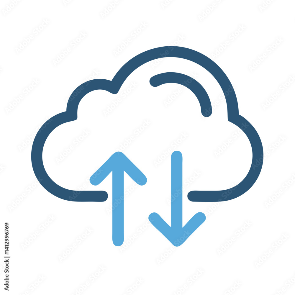 Poster Cloud Upload Icon Representing Data Synchronisation