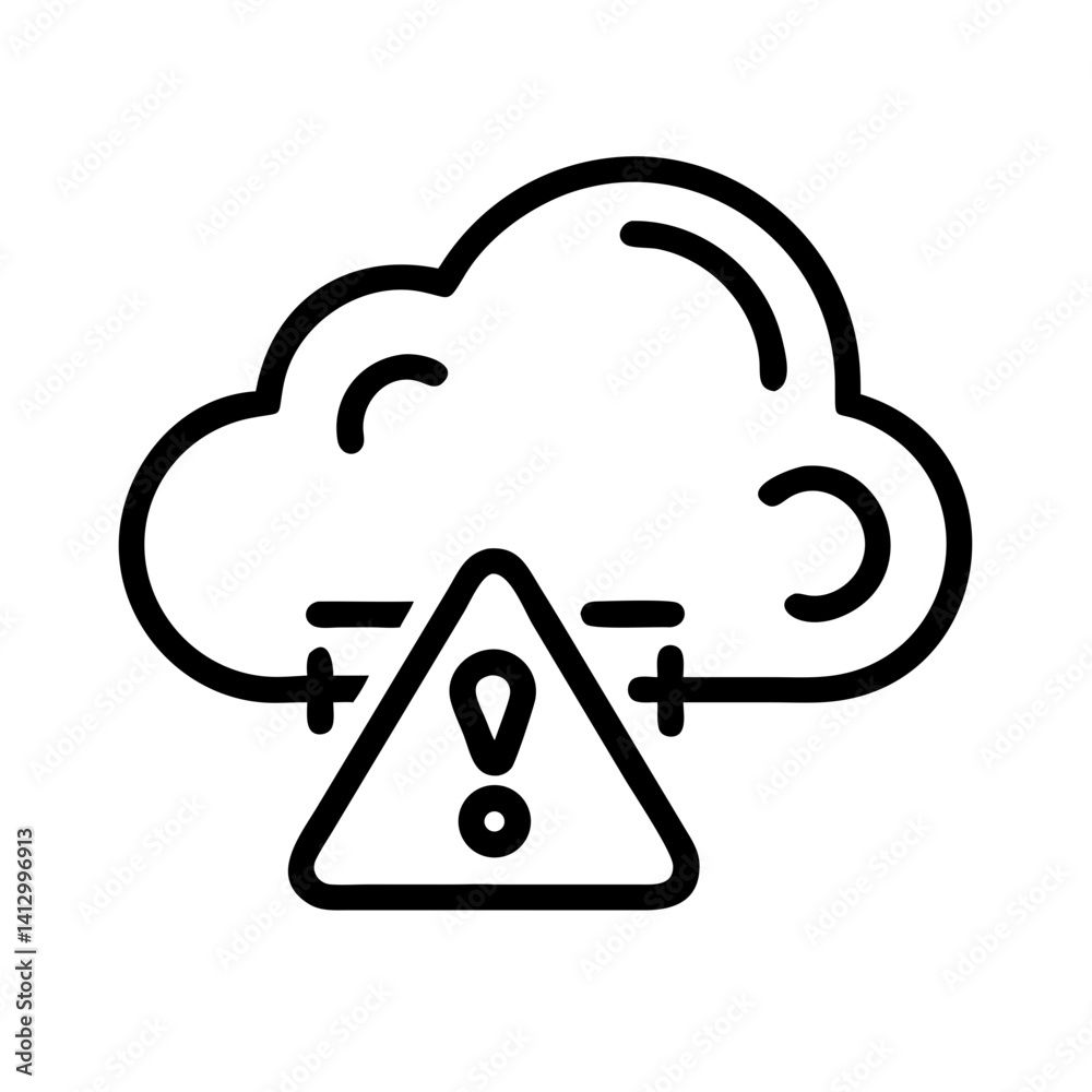 Poster cloud warning icon representing network issues