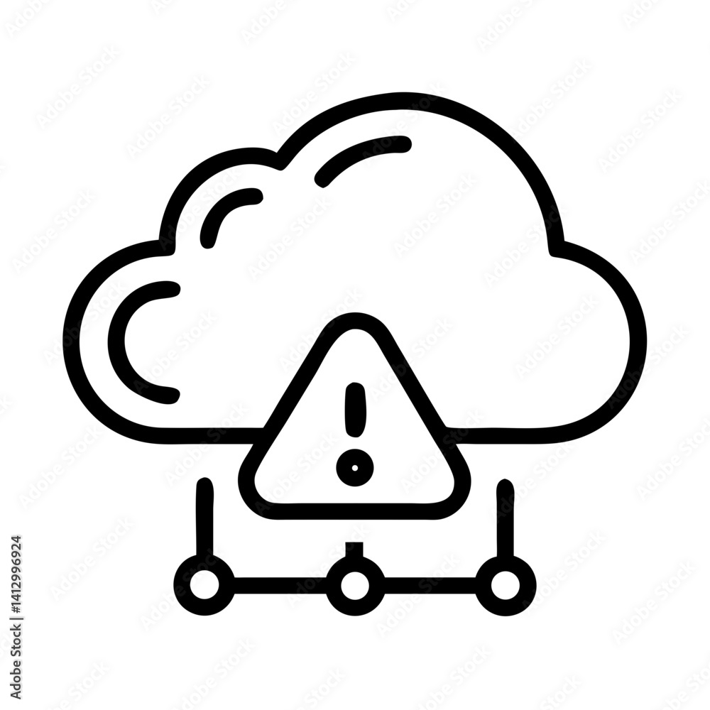 Poster Cloud Warning Icon Representing Network Issues