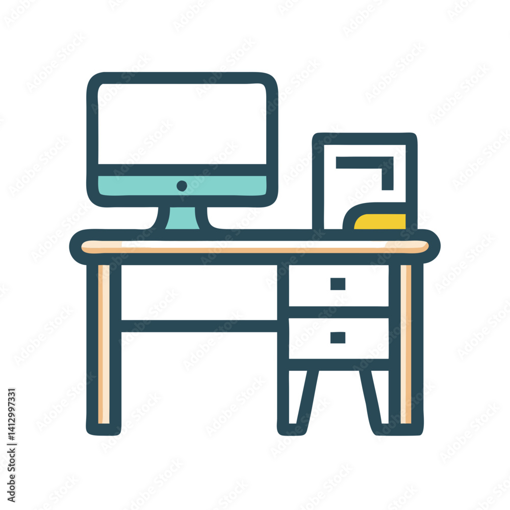 Aufkleber computer desk icon representing monitor workstation