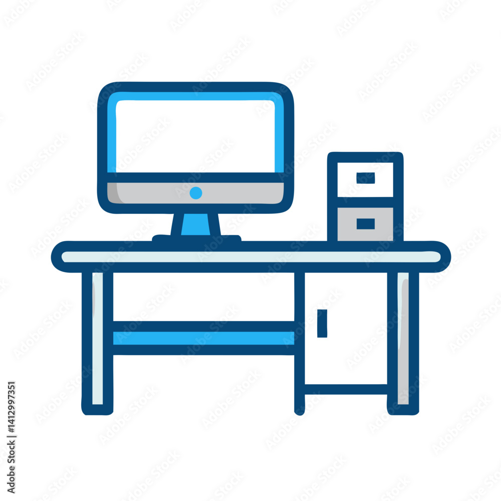 Aufkleber computer desk icon representing monitor workstation