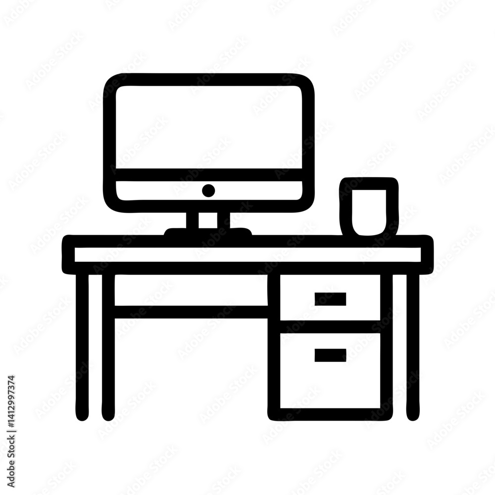 Aufkleber computer desk icon representing monitor workstation