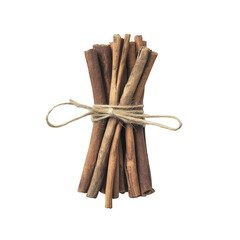Cinnamon sticks bundle tied with twine food photography minimalist style
