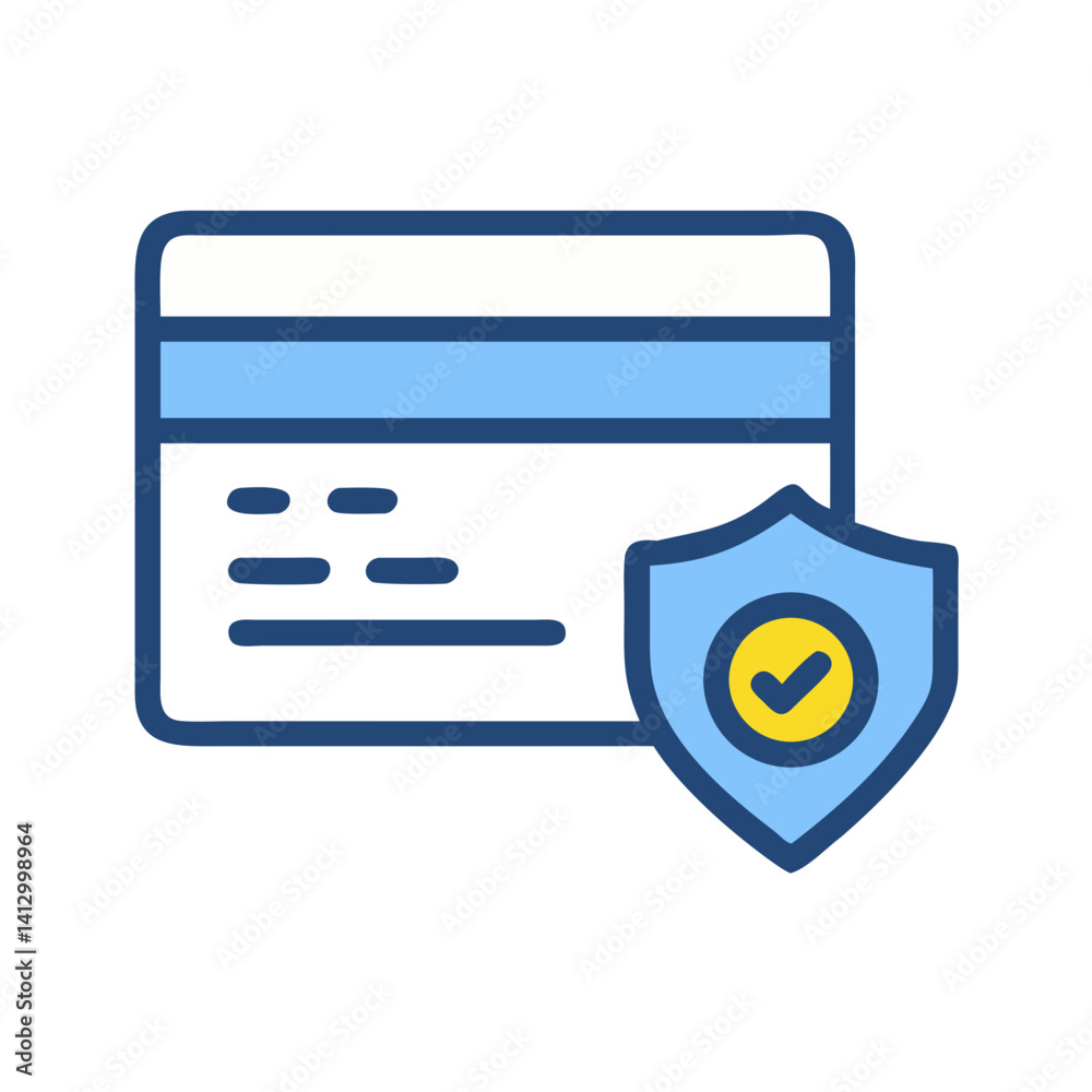 Poster Credit Card with Checkmark Icon Representing Verification