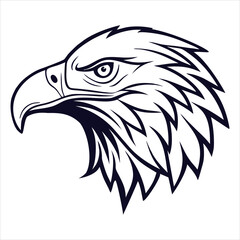 Fototapeta premium Wild eagle head vector illustration, a black symbol of freedom