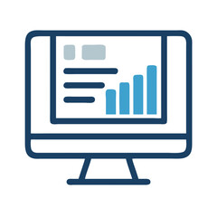 Desktop with Bar Graph Icon Representing Business Analytics