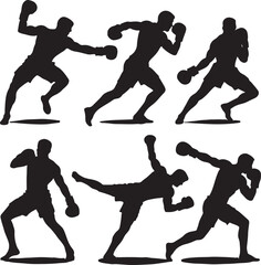 Boxing  man  silhouette vector style bundle