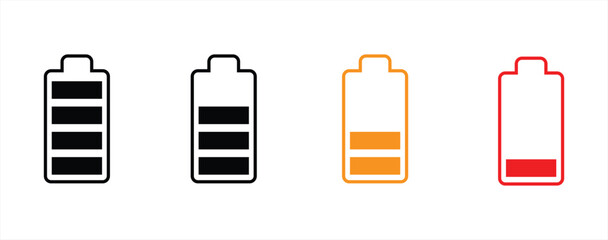 Battery icon set. battery charge level. 