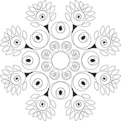 easy mandala design with clean lines for coloring book, tattoo and henna design, creative mandala art, mandala design for adults coloring book