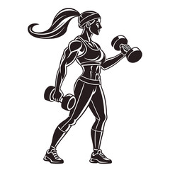 Fototapeta premium Strong Female Athlete Lifting Dumbbells Fitness Workout