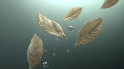 Evaporation of leaves in water surrealist concept underwater photography dreamlike environment