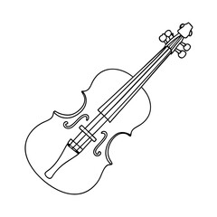 Obraz premium violin linear drawing on transparent background 