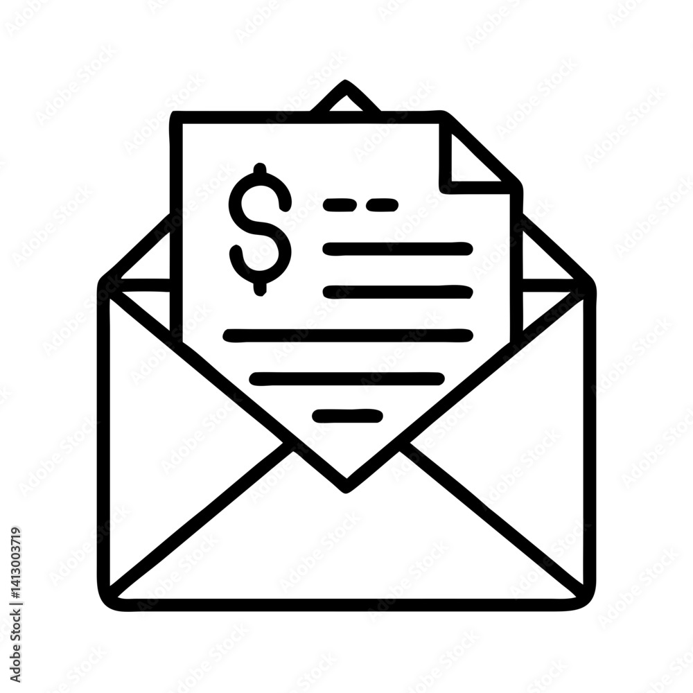 Poster Envelope with Financial Document Icon Representing Business Communication and Reports