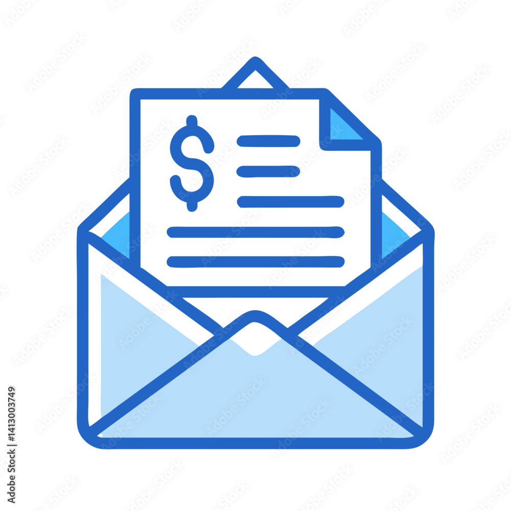 Poster envelope with financial document icon representing business mail communication
