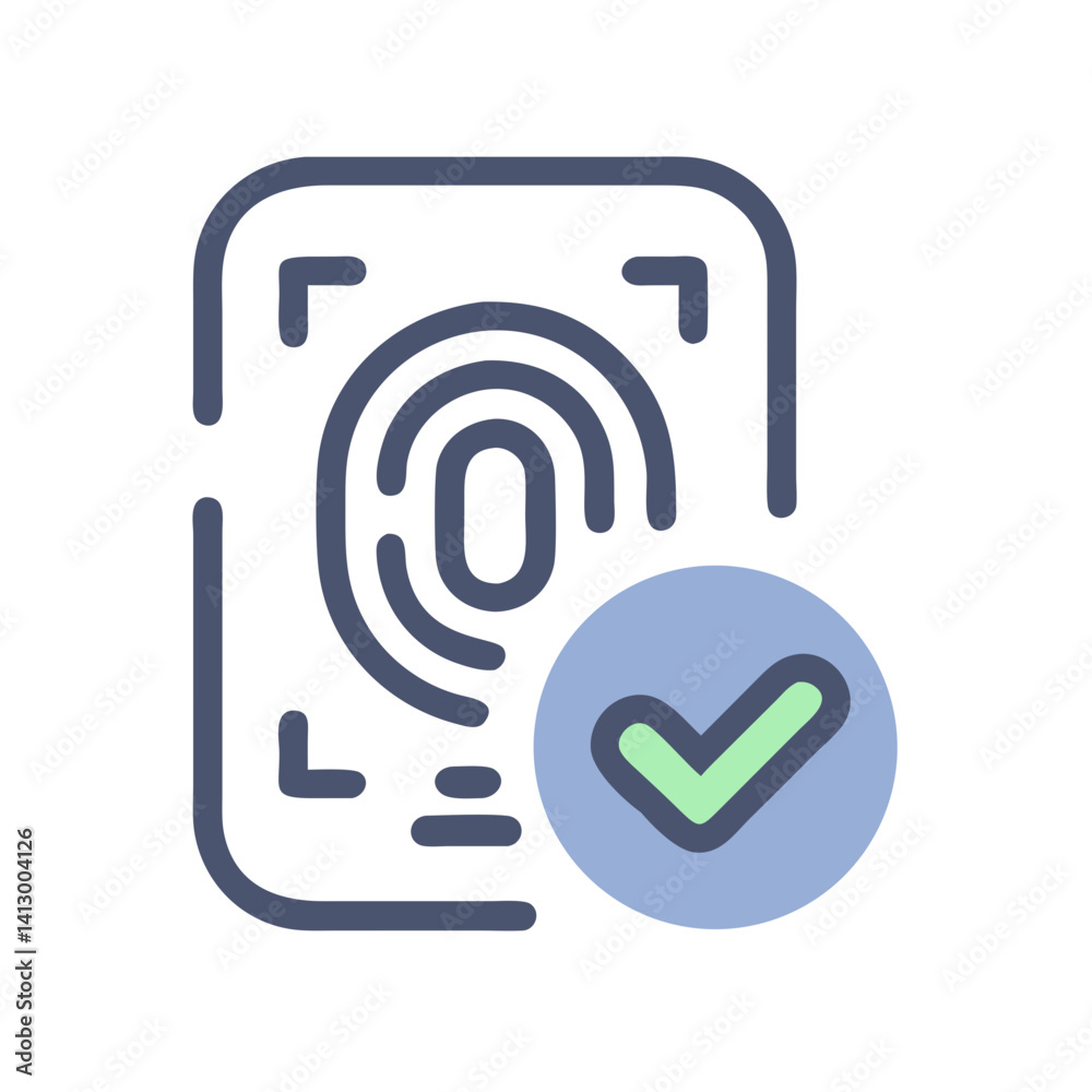 Poster Fingerprint Scanner Icon Representing Biometric Identification