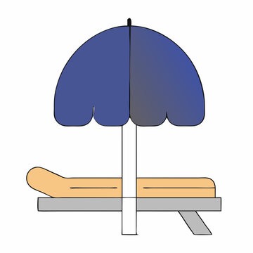 beach umbrella over lounge chair clip art preview