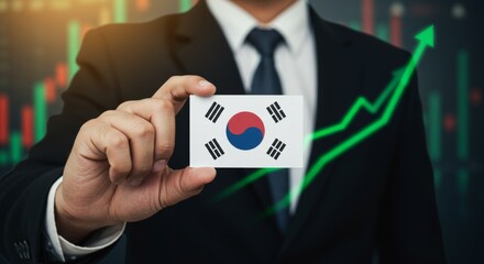 Optimistic outlook on South Korea economy demonstrated by upward graph, stock