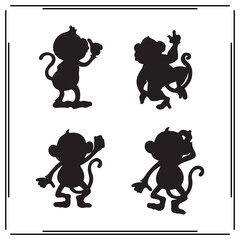 Naklejka premium Monkeys silhouette, Monkeys illustration , Monkeys clipart, Monkeys vector ,Monkeys icon , black Monkeys, Monkeys illustration on white background,
