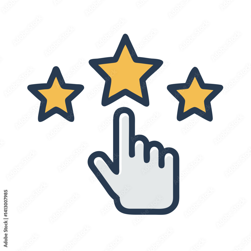 Poster hand clicking star icon representing rating selection