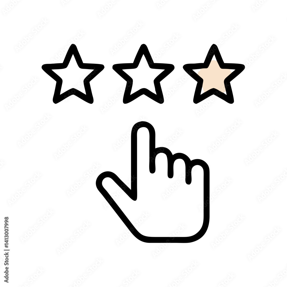 Poster Hand Clicking Star Icon Representing Rating Selection