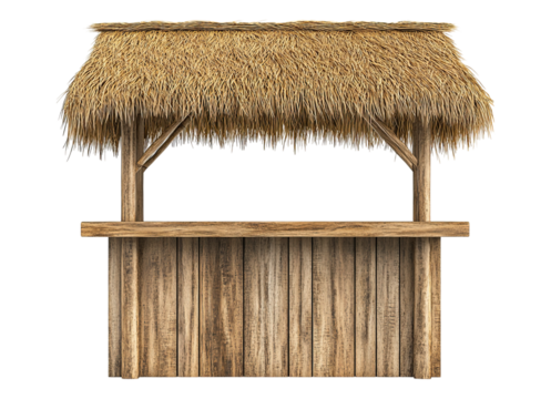 outdoor counter with a thatched roof