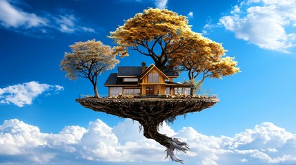 A golden treehouse symbolizing wealth built slowly over time, with savings, investments, and financial discipline climbing upward branch by branch.
