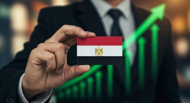 Symbolizing Egyptian Economic Growth with Flag Presentation and Chart