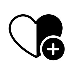Obraz premium Heart with Plus Icon – Add to Favourites and Like Symbol