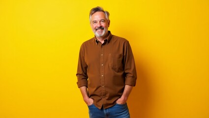 Smiling Mature Man in Casual Outfit