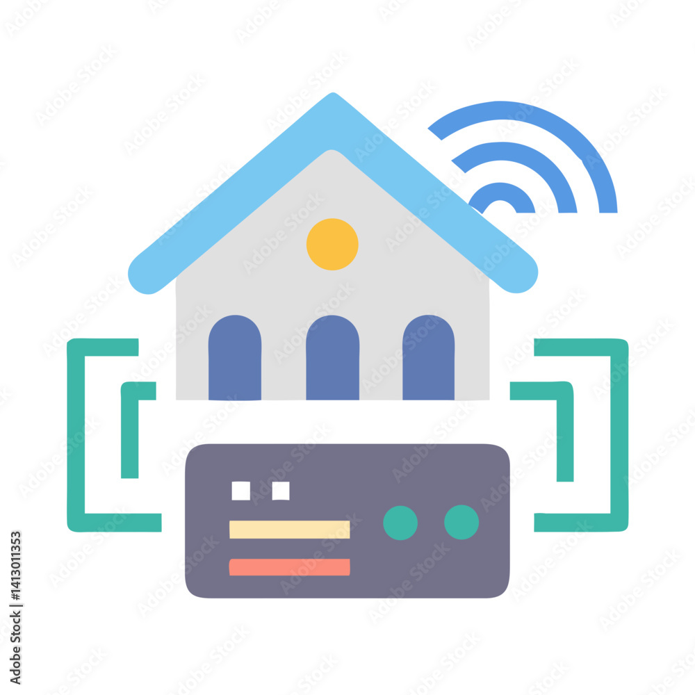 Aufkleber Home Network Hub Icon – Smart Control and Connectivity Symbol