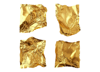 Set of 3d render damaged gold foils
