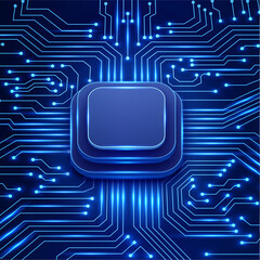 Abstract Circuit Board with Blue Processor
