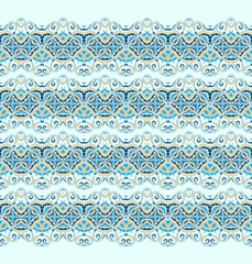 Calligraphic floral ornament, border vector pattern, ornamental laced design