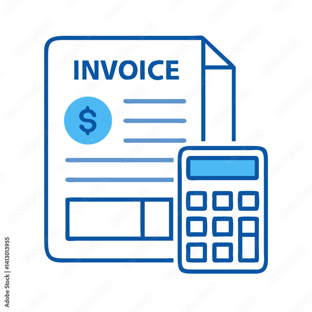 Poster Invoice with Calculator Icon – Billing and Payment Processing Symbol