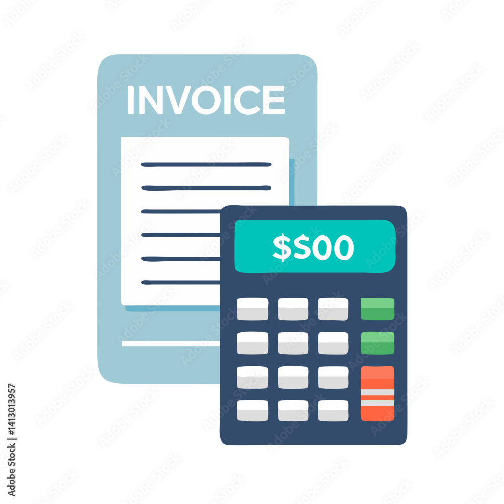 Aufkleber invoice with calculator icon – billing and payment processing symbol