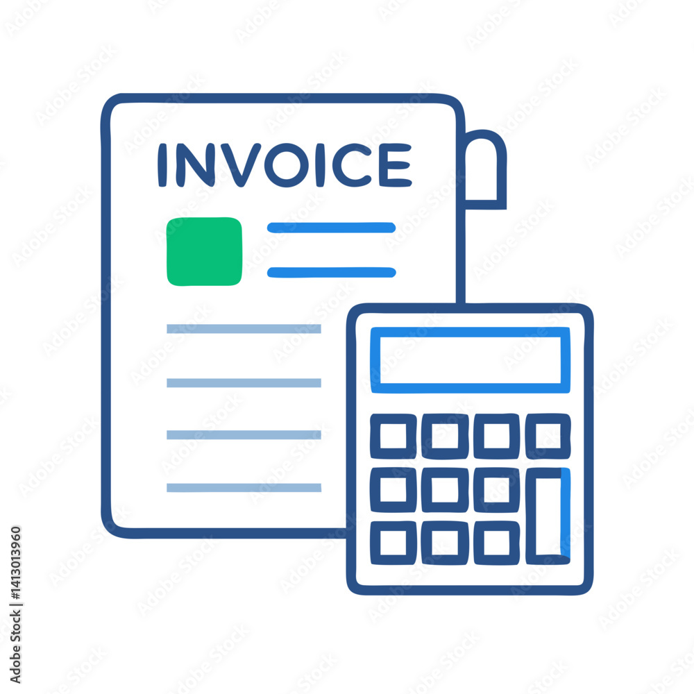 Poster Invoice with Calculator Icon – Billing and Payment Processing Symbol
