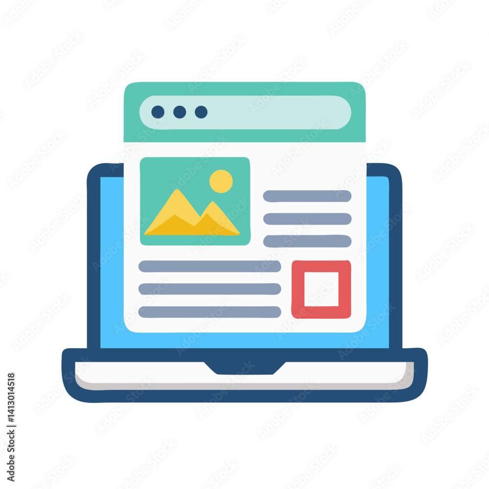 Poster laptop with blog icon – online content creation and blogging symbol