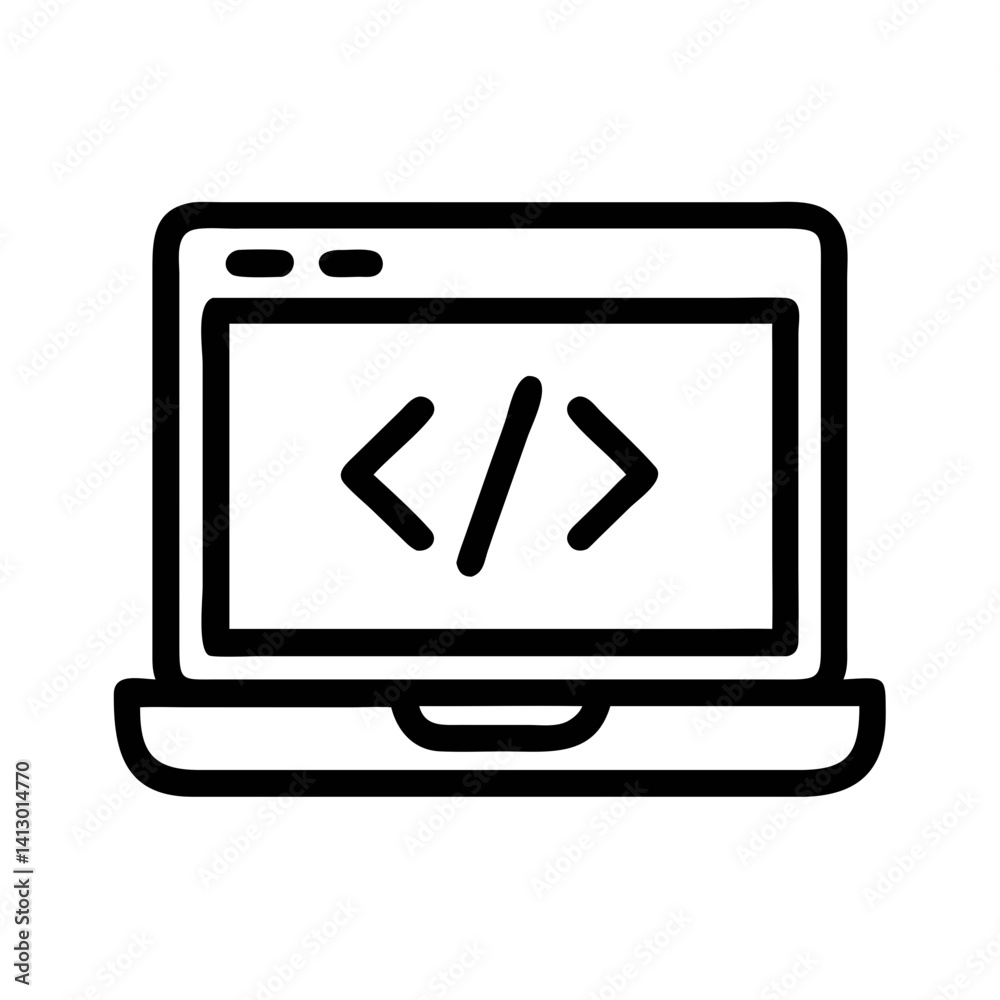 Poster Laptop with Code Icon – Web Development and Programming Symbol for Digital Solutions