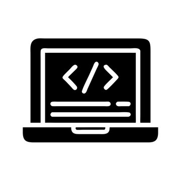 Laptop with Code Icon &ndash; Web Development and Programming Symbol for Digital Solutions