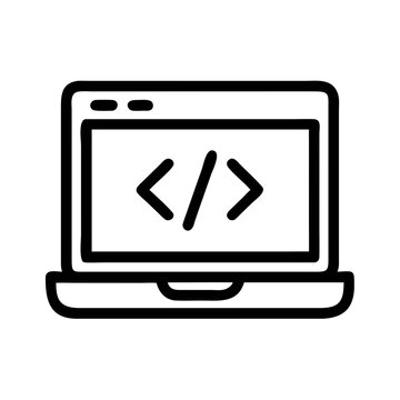 Laptop with Code Icon &ndash; Web Development and Programming Symbol for Digital Solutions