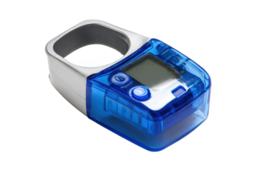 Precision in Motion: A Digital Finger Tally Counter for Modern Counting and Tracking of Repetitive Tasks with a Sleek Blue and Silver Design.