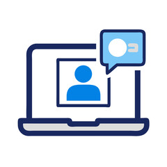 Laptop with Video Call Icon – Virtual Meeting and Communication Symbol for Online Collaboration