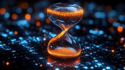 Glowing hourglass abstract time concept