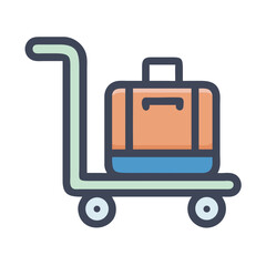 Luggage Cart Icon Representing Baggage Handling