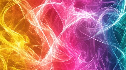 Obraz premium A burst of vibrant colors forms flowing, swirling patterns. The dynamic hues of orange, pink, purple, and blue blend seamlessly, creating a captivating visual effect