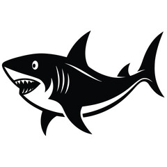 simple shark vector silhouette black color for animal element idea