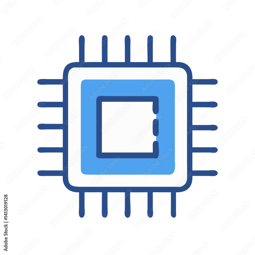 Poster Microchip Icon Representing Digital Processing