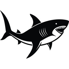 simple shark vector silhouette black color for animal element idea