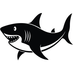 Obraz premium simple shark vector silhouette black color for animal element idea