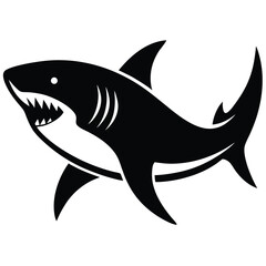 simple shark vector silhouette black color for animal element idea